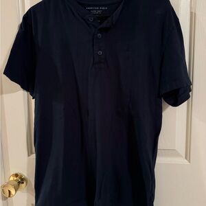 American Eagle Outfitters Men's Dark Blue Button Down Shirt